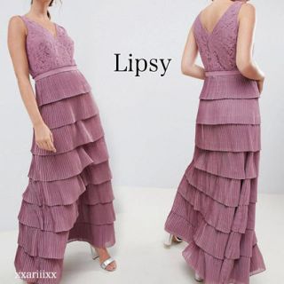 リプシー(Lipsy)のリプシー lipsy レーストップ プリーツ フレア ドレス(ロングドレス)