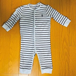 ラルフローレン(Ralph Lauren)のラルフローレン 6M(65cm)水色×黒 ボーダー柄ロンパース(ロンパース)