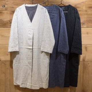 ムジルシリョウヒン(MUJI (無印良品))の今季 無印 フレンチリネンコート Sサイズ  生成 新品未使用タグ付(ロングコート)