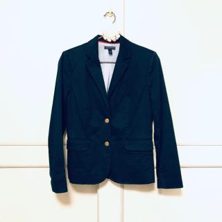 トミーヒルフィガー(TOMMY HILFIGER)のTOMMY HILFIGER ネイビー コットン テーラードジャケット US6号(テーラードジャケット)