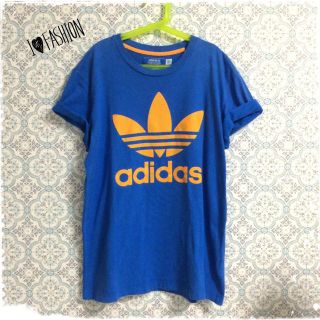 アディダス(adidas)のadidasブルー×オレンジTシャツ(Tシャツ(半袖/袖なし))