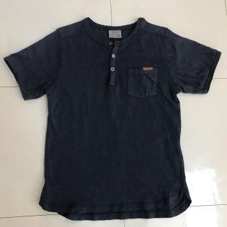 ザラキッズ(ZARA KIDS)のZara boys★110★ザラ半袖Tシャツネイビー紺ヘンリーネック(Tシャツ/カットソー)