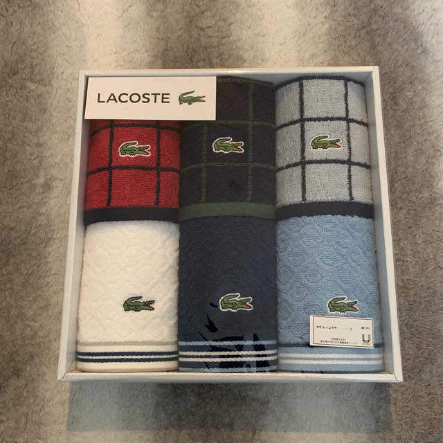 LACOSTE ラコステ タオルハンカチ6枚入り メンズのファッション小物(ハンカチ/ポケットチーフ)の商品写真