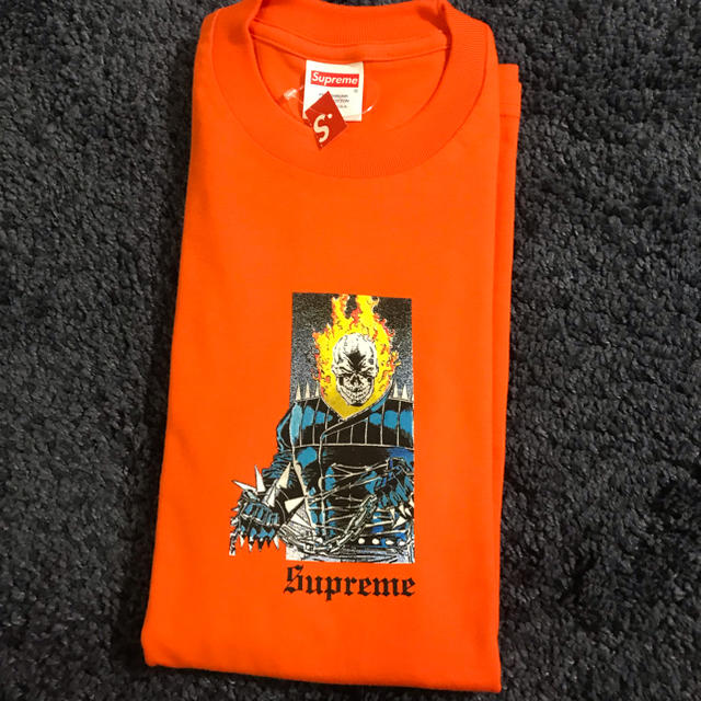 Tシャツ/カットソー(半袖/袖なし)Supreme Ghost Rider Tee オレンジ S 国内正規品