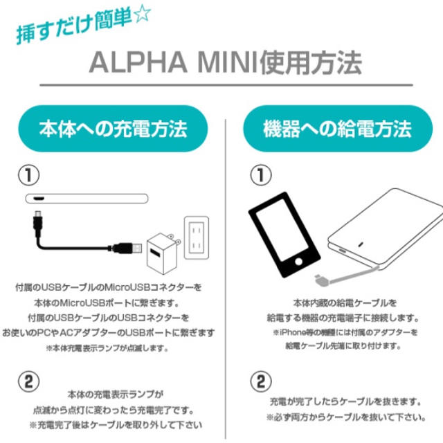 モバイルバッテリー ALPHA MINI 2個セット スマホ/家電/カメラのスマートフォン/携帯電話(バッテリー/充電器)の商品写真