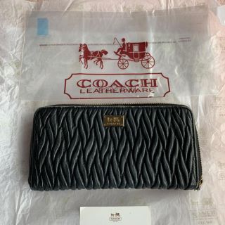 コーチ(COACH)のコーチcoachラウンドファスナー黒長財布中古(財布)