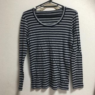 ローリーズファーム(LOWRYS FARM)のローリーズファーム ボーダーシャツ ロンT 長袖シャツ ロングTシャツ グレー紺(Tシャツ(長袖/七分))