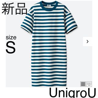 ユニクロ(UNIQLO)のユニクロ ユー 半袖T Tシャツ ワンピース クルーネックワンピース S Ｓ(ひざ丈ワンピース)