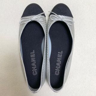 シャネル(CHANEL)の国内購入 極美品 CHANEL バレエシューズ シャネル ブラック シルバー (バレエシューズ)