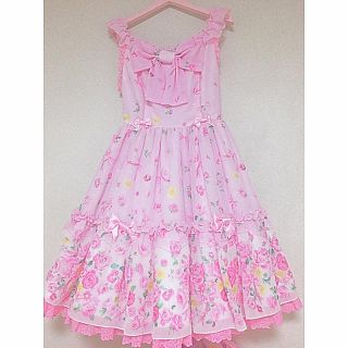 アンジェリックプリティー(Angelic Pretty)のAngelic Pretty♡powder roseジャンパースカート(ひざ丈ワンピース)