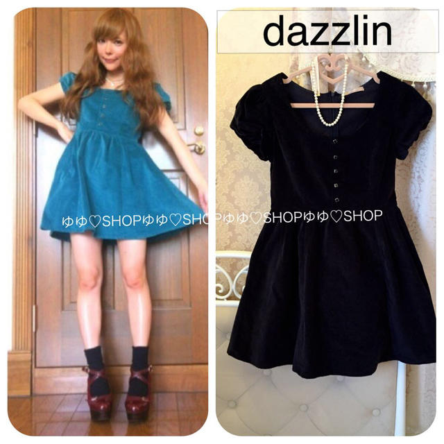 dazzlin(ダズリン)のパフ袖ベロアワンピース レディースのワンピース(ミニワンピース)の商品写真