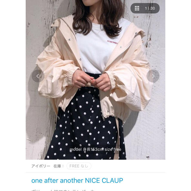 one after another NICE CLAUP(ワンアフターアナザーナイスクラップ)のナイスクラップ マウンテンパーカー アイボリー メンズのジャケット/アウター(マウンテンパーカー)の商品写真