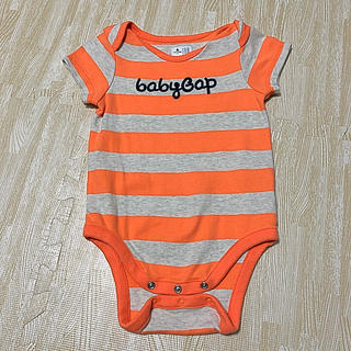 ベビーギャップ(babyGAP)のbaby Gap オレンジボーダーロンパース 80(ロンパース)