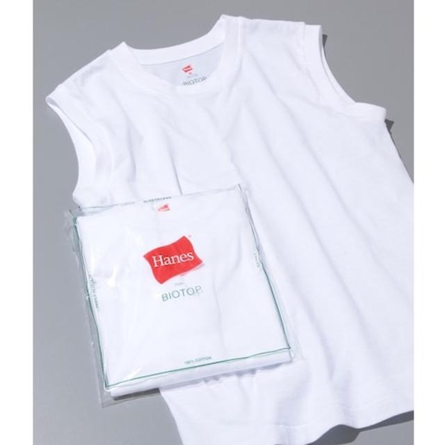 Adam et Rope'(アダムエロぺ)のHanes BIOTOP ノースリーブTシャツ 白 レディースのトップス(Tシャツ(半袖/袖なし))の商品写真