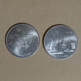 2枚セット  モントリオールオリンピック5ドル銀貨(貨幣)