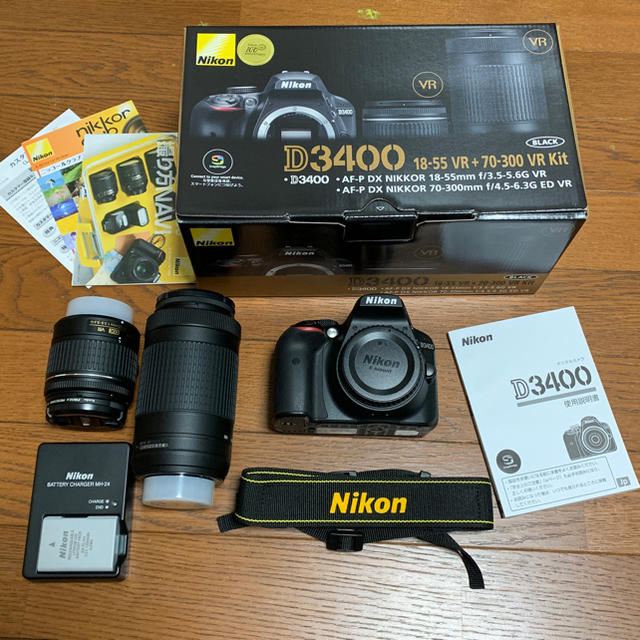 専用】Nikon D3400 Wズームキット レンズプロテクター保護フィルム付