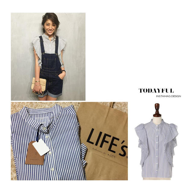 TODAYFUL(トゥデイフル)のStripe Flare Blouse レディースのトップス(シャツ/ブラウス(半袖/袖なし))の商品写真