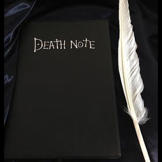 デスノート ノートブック（横14.5センチ×縦20.5センチ）、羽筆１個(小道具)