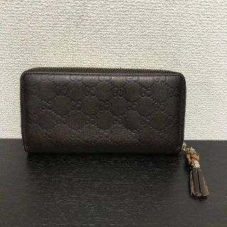 グッチ(Gucci)のグッチ　バンブー　長財布　グッチシマ　美品☆　ダークブラウン(財布)