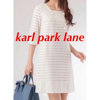 カールパークレーン(KarL Park Lane)のkarl park lane美品❣️シースルーボーダー ワンピース ❤️値下げ(ひざ丈ワンピース)