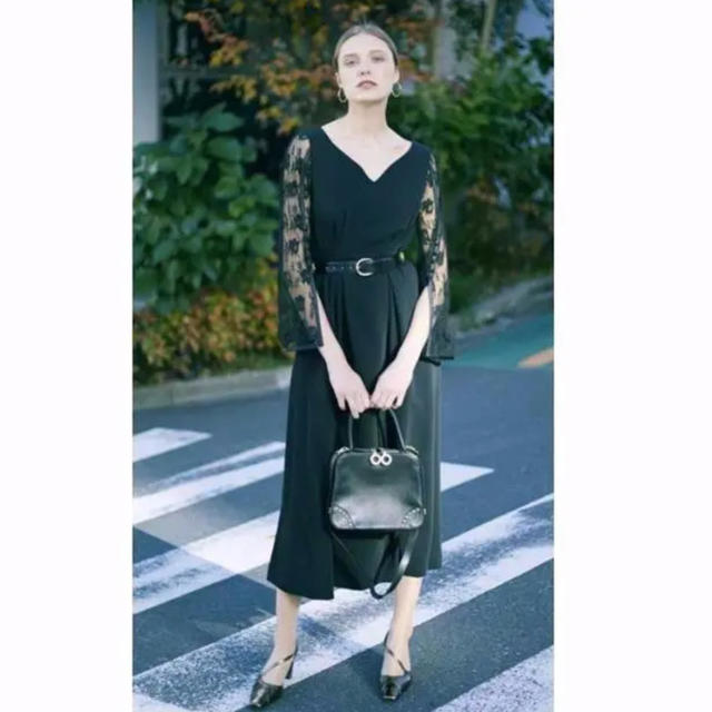 ワンピースAmeri VINTAGE LACE SLEEVE REFINED DRESS