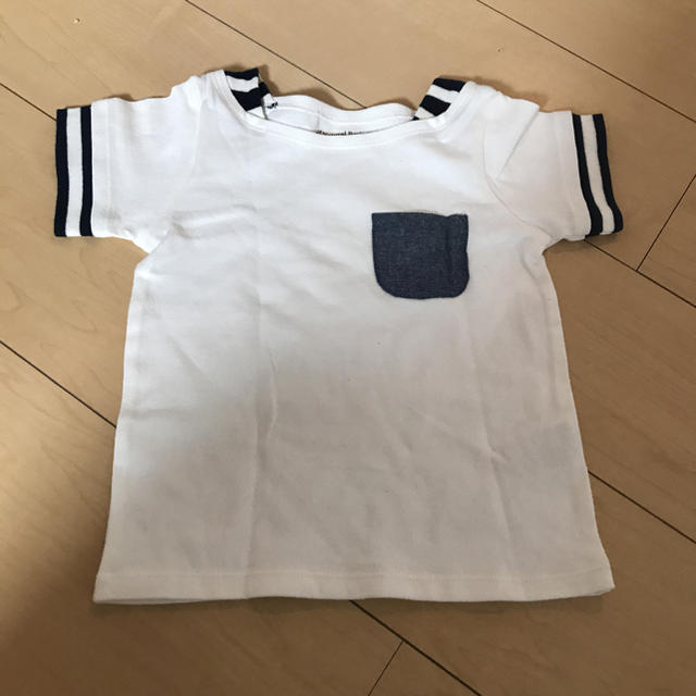 しまむら(シマムラ)の新品未使用 半袖セーラー風Tシャツ95サイズ オーガニックコットン 保育園幼稚園 キッズ/ベビー/マタニティのキッズ服女の子用(90cm~)(Tシャツ/カットソー)の商品写真