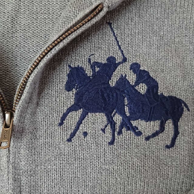 POLO RALPH LAUREN(ポロラルフローレン)の美品RALPH LAURENラルフローレン☆パーカーニット グレー150 キッズ/ベビー/マタニティのキッズ服男の子用(90cm~)(ジャケット/上着)の商品写真