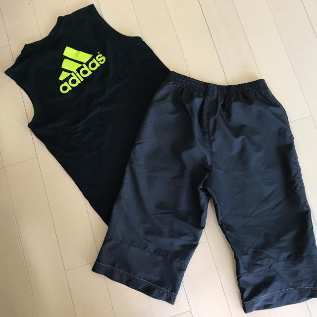 adidas(アディダス)の【美品】adidas アディダス  タンクトップ ハーフパンツセット 160 キッズ/ベビー/マタニティのキッズ服男の子用(90cm~)(Tシャツ/カットソー)の商品写真