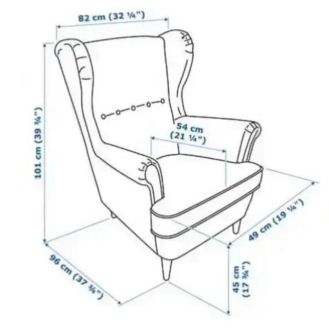 IKEA(イケア)のIKEA ウイングチェア 1人掛けソファ インテリア/住まい/日用品のソファ/ソファベッド(一人掛けソファ)の商品写真