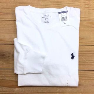 ポロラルフローレン(POLO RALPH LAUREN)の新品【メンズL】★ラルフ★無地ワンポイント長袖Ｔシャツ/白/丸首(Tシャツ/カットソー(七分/長袖))