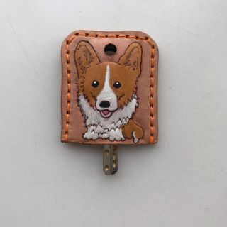 ハンドメイド 本革 レザークラフト ウェルッシュ コーギー 犬種別 キーカバー(その他)