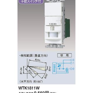 パナソニック(Panasonic)のPanasonic  コスモ ワイド21
熱線センサー付スイッチWTK1811W(その他)