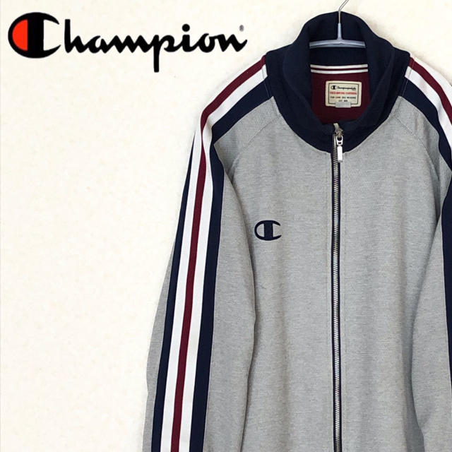 Champion(チャンピオン)の古着☆人気 チャンピオン ジャージ ワンポイント刺繍ロゴ サイドライン メンズのトップス(ジャージ)の商品写真