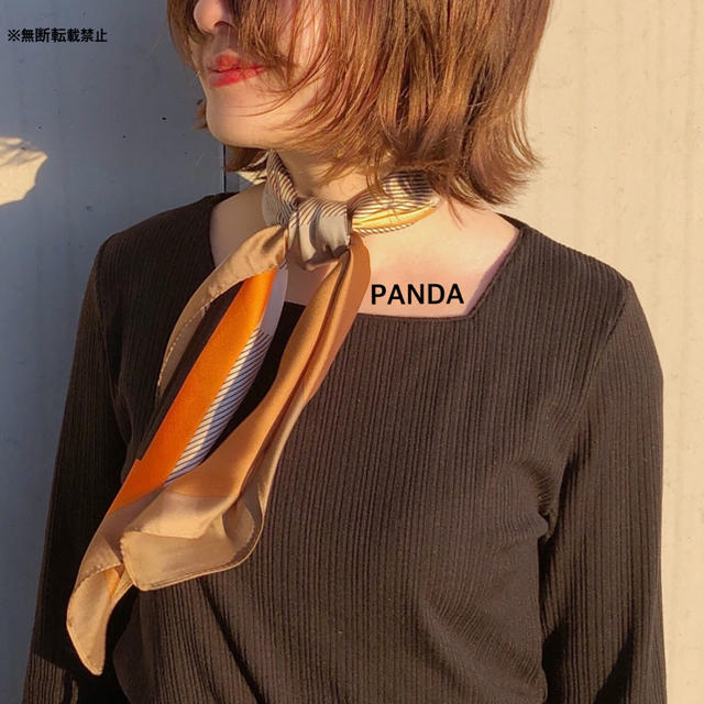dholic(ディーホリック)の新品未開封 スカーフ ベージュ オレンジ チョーカー 正方形 レディースのファッション小物(バンダナ/スカーフ)の商品写真