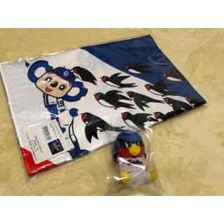 トウキョウヤクルトスワローズ(東京ヤクルトスワローズ)の新品 ♡ つば九郎 傘 マスコット ドアラ タオル おそわれた フェイス タオル(応援グッズ)