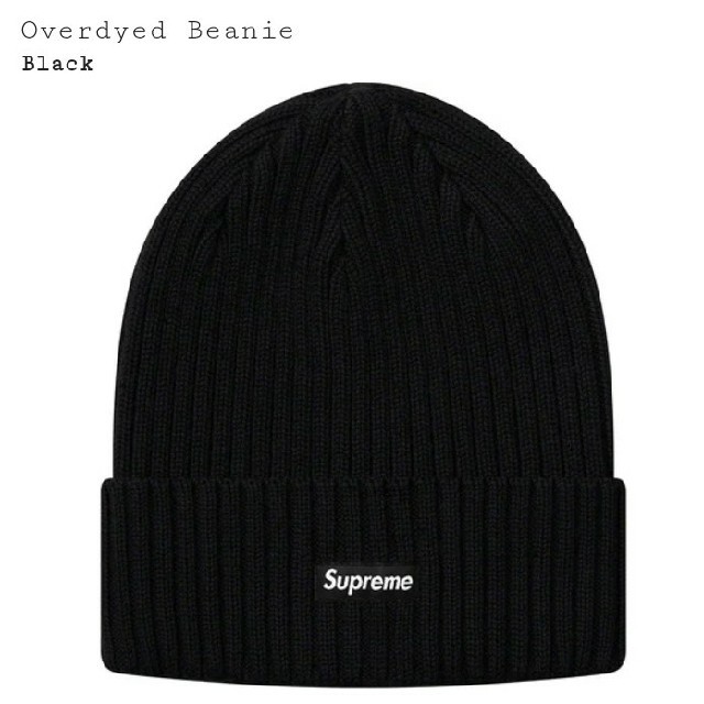 新品 Supreme Overdyed Beanie  ビーニー  19ss 黒ニット帽/ビーニー