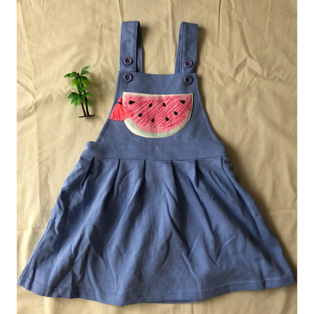 プライスダウン　新品＊スイカポケットジャンスカ キッズ/ベビー/マタニティのキッズ服女の子用(90cm~)(ワンピース)の商品写真