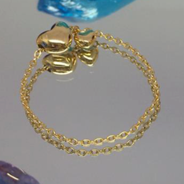 K18金  Two Hearts Chain Ring リング