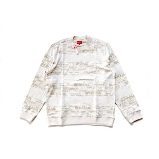 シュプリーム(Supreme)の(L)Supreme Metallic Jacquard Crewneck白(ニット/セーター)