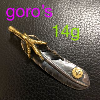 goro's金爪金メタル付特大フェザー左向き(タタキ有り)(ネックレス)