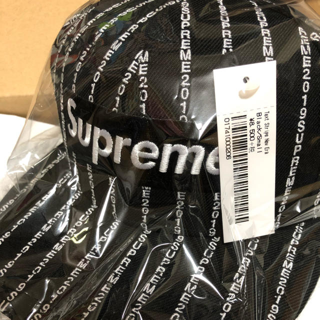 supreme  Text Stripe New EraBLACK7-1/4キャップ