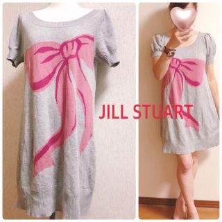 ジルスチュアート(JILLSTUART)のJILL STUART★リボン柄ワンピース★春ニット★美品(ミニワンピース)