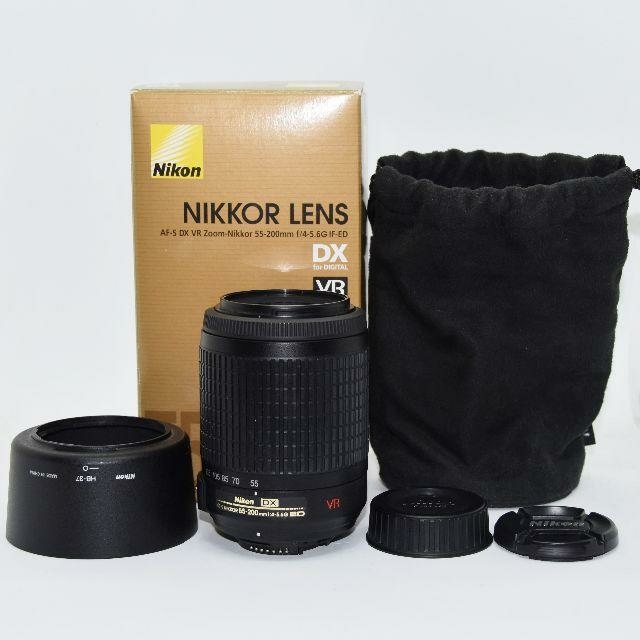 Nikon(ニコン)のNikon AF-S DX VR Zoom-Nikkor 55-200mm美品 スマホ/家電/カメラのカメラ(レンズ(ズーム))の商品写真