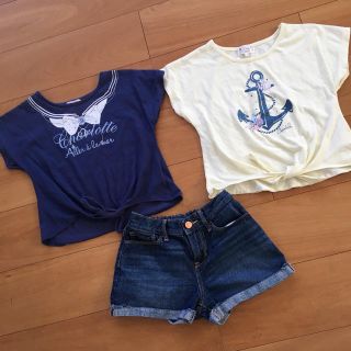 オールドネイビー(Old Navy)のＴシャツ2枚&デニムショートパンツ 140(パンツ/スパッツ)