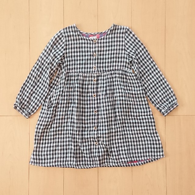 ギンガムチェック柄 シャツワンピース 120 キッズ/ベビー/マタニティのキッズ服女の子用(90cm~)(ワンピース)の商品写真