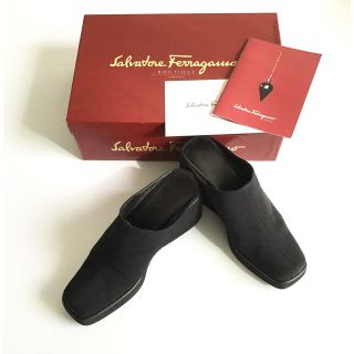 サルヴァトーレフェラガモ(Salvatore Ferragamo)のサルヴァトーレフェラガモ ウエッジソールミュールサンダル　黒　(③ヤラメ)(サンダル)