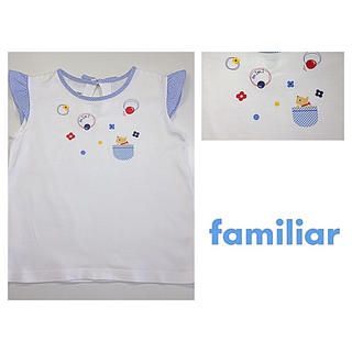ファミリア(familiar)のファミリア ギンガムチェック フリル袖 カットソー 120(Tシャツ/カットソー)