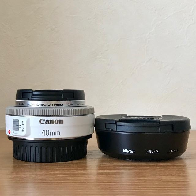 Canon EF40mm F2.8 STM レンスフード・保護付き レンズ(単焦点)