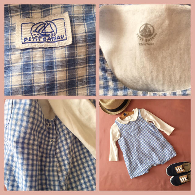 PETIT BATEAU(プチバトー)のご専用♡ PETIT BATEAU ショートオール⑅⿻12M74cm キッズ/ベビー/マタニティのベビー服(~85cm)(ロンパース)の商品写真