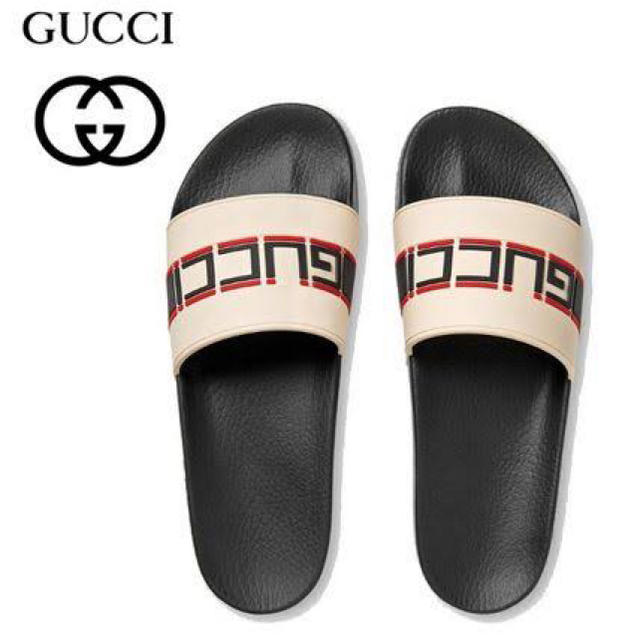 Gucci(グッチ)のGUCCI グッチ ストライプ ラバー スライド ロゴ サンダル 【国内正規品】 メンズの靴/シューズ(サンダル)の商品写真